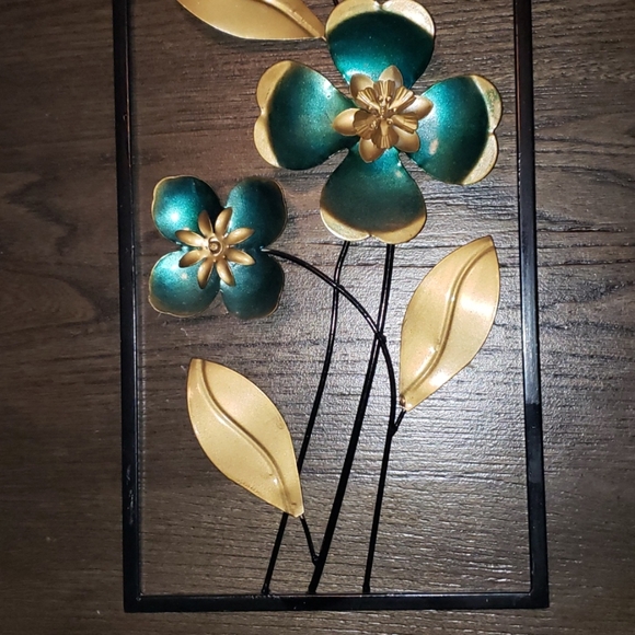 Kirklands Accents New Metal 3d Teal Golden Floral Wall Decor Poshmark